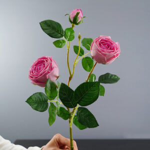 artificial pink rose flower, silk fabric, for home wedding decor